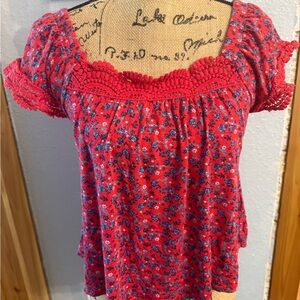 Floral Red Juniors Top